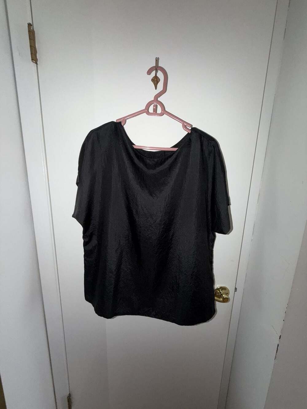 Judy Bond Black Satin Short Sleeve Blouse